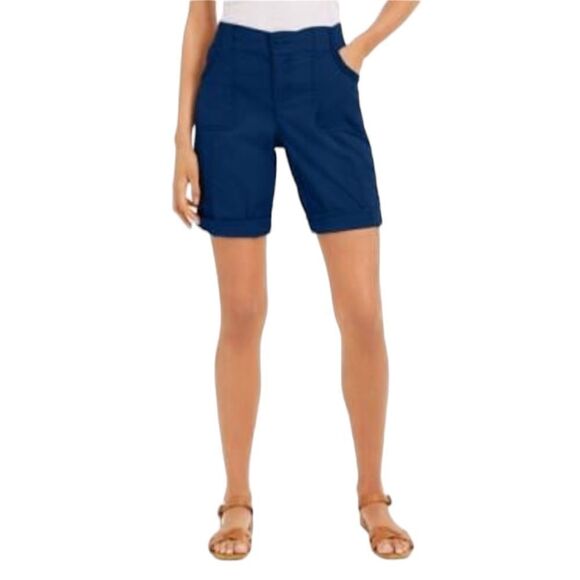Style & Co Womens Roll Tab Bermuda Shorts Industrial Blue Plus Size 18 NWT - Picture 1 of 8